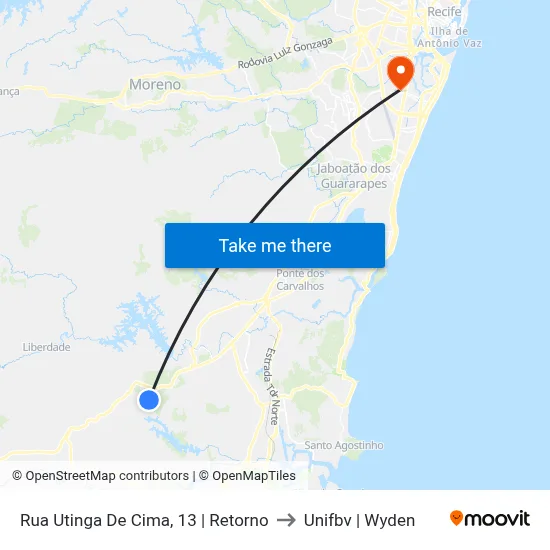 Rua Utinga De Cima, 13 | Retorno to Unifbv | Wyden map