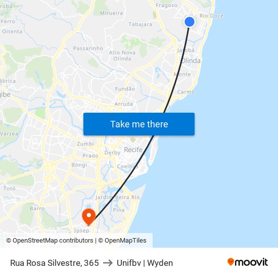 Rua Rosa Silvestre, 365 to Unifbv | Wyden map