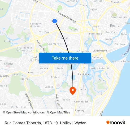 Rua Gomes Taborda, 1878 to Unifbv | Wyden map