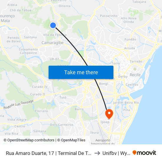 Rua Amaro Duarte, 17 | Terminal De Tabatinga to Unifbv | Wyden map