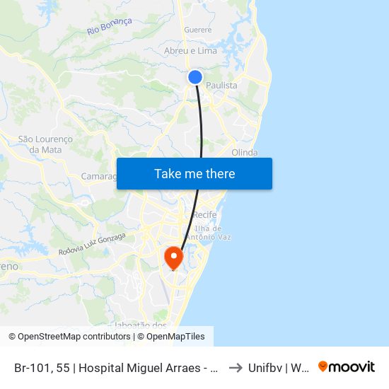 Br-101, 55 | Hospital Miguel Arraes - Pista Local to Unifbv | Wyden map