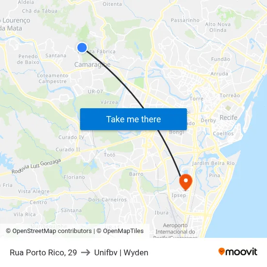 Rua Porto Rico, 29 to Unifbv | Wyden map