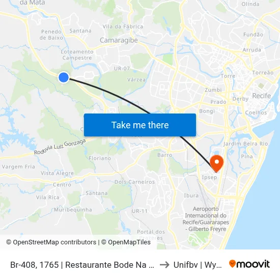 Br-408, 1765 | Restaurante Bode Na Brasa to Unifbv | Wyden map