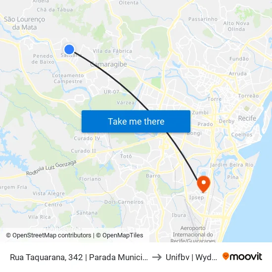 Rua Taquarana, 342 | Parada Municipal to Unifbv | Wyden map