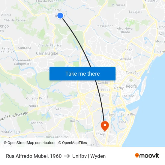 Rua Alfredo Mubel, 1960 to Unifbv | Wyden map