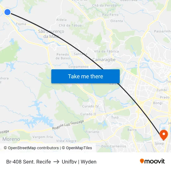 Br-408 Sent. Recife to Unifbv | Wyden map