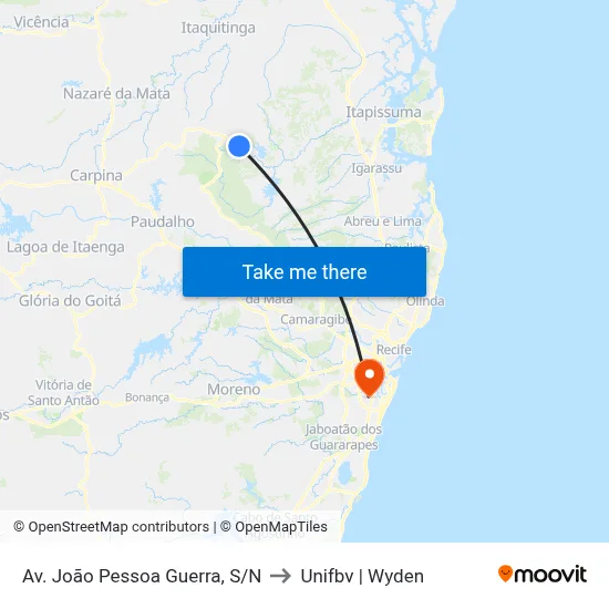Av. João Pessoa Guerra, S/N to Unifbv | Wyden map