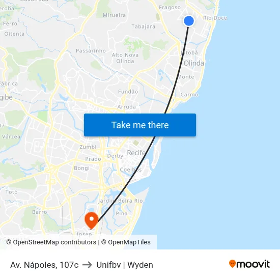 Av. Nápoles, 107c to Unifbv | Wyden map