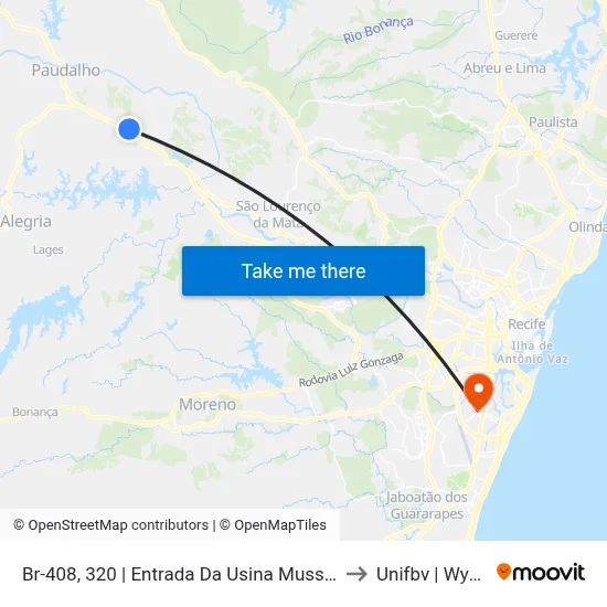 Br-408, 320 | Entrada Da Usina Mussurepe to Unifbv | Wyden map