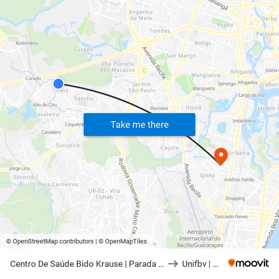 Centro De Saúde Bido Krause | Parada Complementar to Unifbv | Wyden map