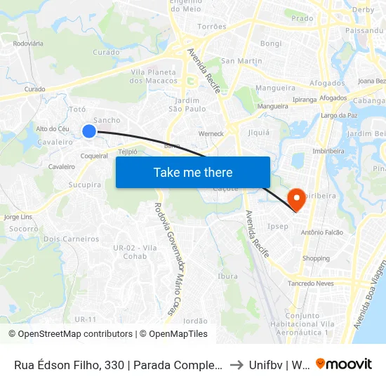 Rua Édson Filho, 330 | Parada Complementar C203 to Unifbv | Wyden map