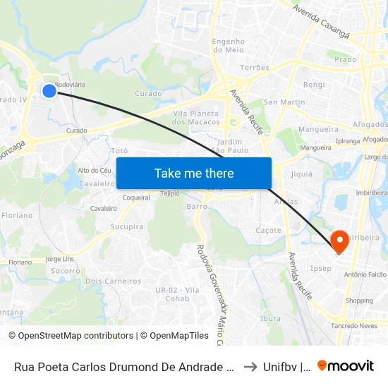 Rua Poeta Carlos Drumond De Andrade 451 | Transp. Complementar to Unifbv | Wyden map