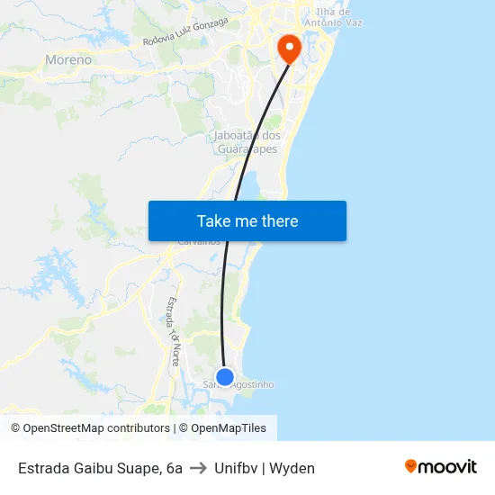 Estrada Gaibu Suape, 6a to Unifbv | Wyden map