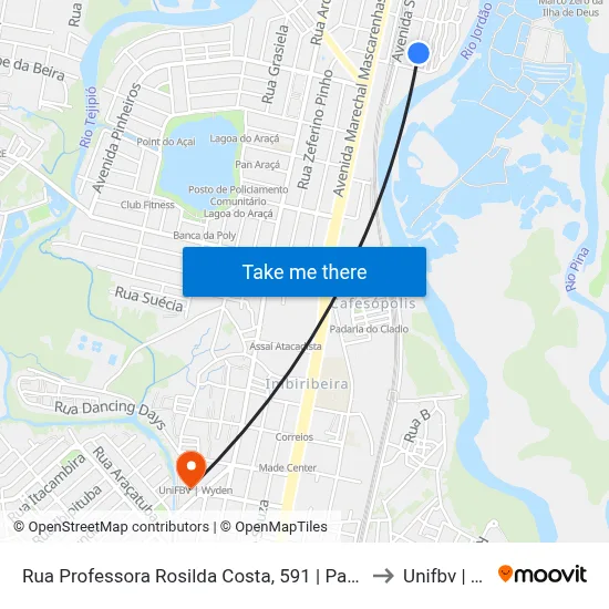 Rua Professora Rosilda Costa, 591 | Parada Complementar to Unifbv | Wyden map