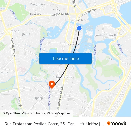 Rua Professora Rosilda Costa, 25 | Parada Complementar to Unifbv | Wyden map