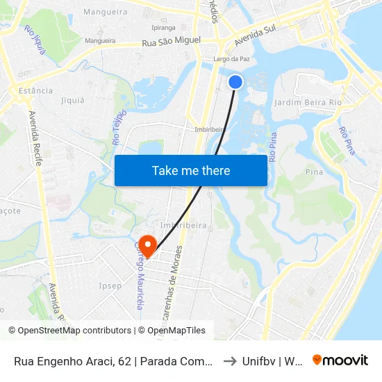 Rua Engenho Araci, 62 | Parada Complementar to Unifbv | Wyden map