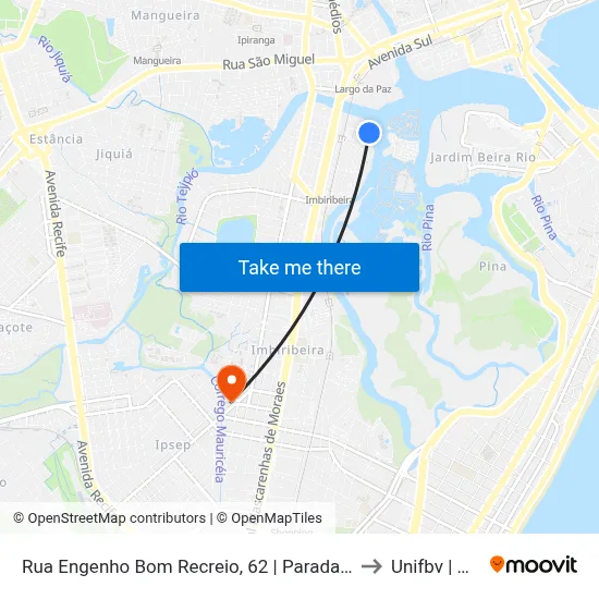 Rua Engenho Bom Recreio, 62 | Parada Complementar to Unifbv | Wyden map