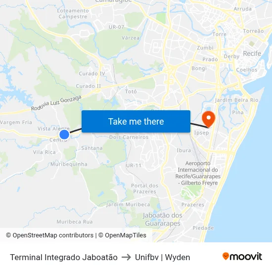 Terminal Integrado Jaboatão to Unifbv | Wyden map