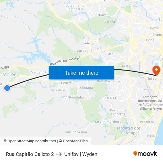 Rua Capitão Calixto 2 to Unifbv | Wyden map