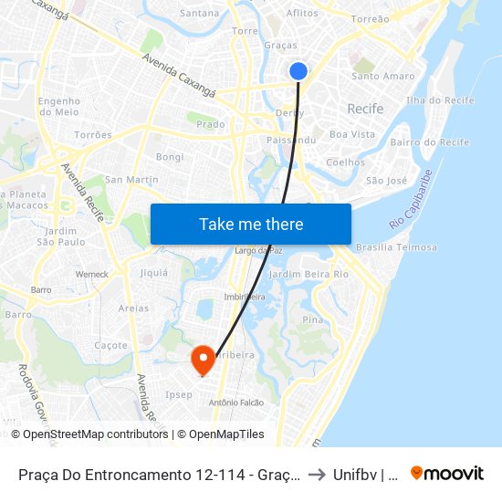 Praça Do Entroncamento 12-114 - Graças Recife - Pe Brasil to Unifbv | Wyden map