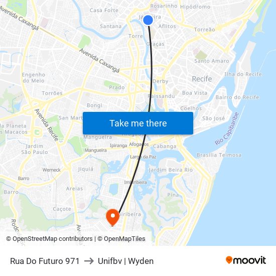 Rua Do Futuro 971 to Unifbv | Wyden map