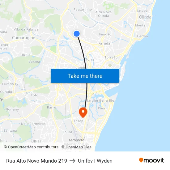 Rua Alto Novo Mundo 219 to Unifbv | Wyden map