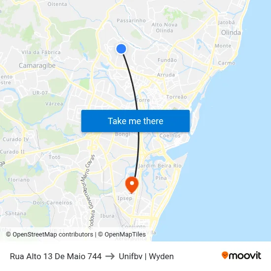 Rua Alto 13 De Maio 744 to Unifbv | Wyden map