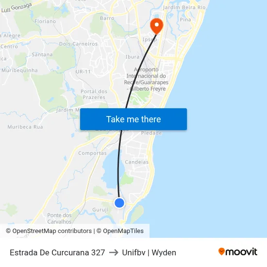 Estrada De Curcurana 327 to Unifbv | Wyden map