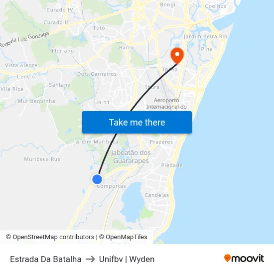 Estrada Da Batalha to Unifbv | Wyden map
