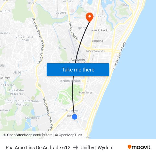 Rua Arão Lins De Andrade 612 to Unifbv | Wyden map