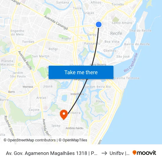 Av. Gov. Agamenon Magalhães 1318 | Parque Amorim (Pista Local) to Unifbv | Wyden map