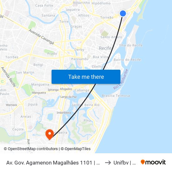 Av. Gov. Agamenon Magalhães 1101 | Shopping Tacaruna to Unifbv | Wyden map