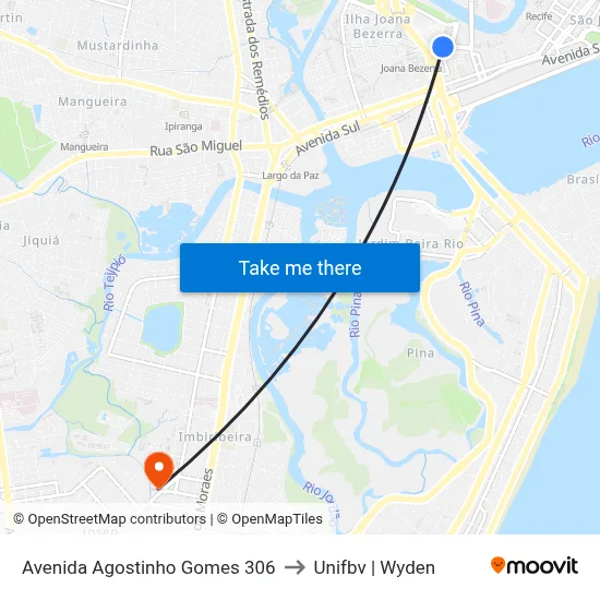 Avenida Agostinho Gomes 306 to Unifbv | Wyden map