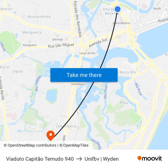 Viaduto Capitão Temudo 940 to Unifbv | Wyden map