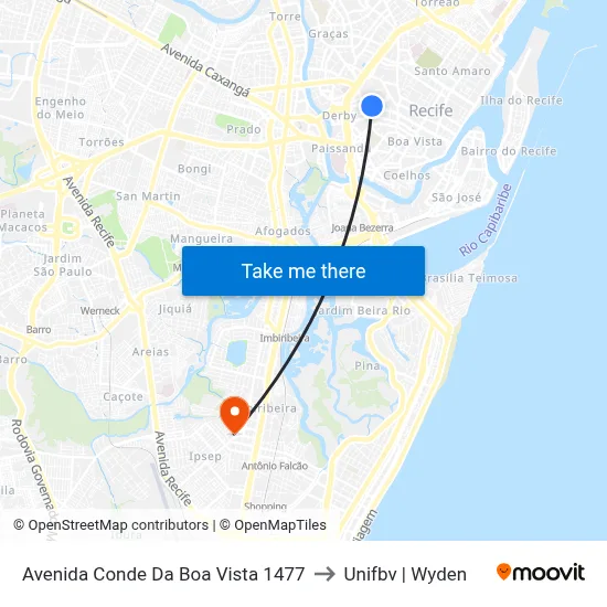 Avenida Conde Da Boa Vista 1477 to Unifbv | Wyden map