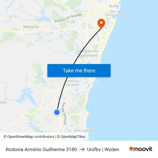 Rodovia Armínio Guilherme 3180 to Unifbv | Wyden map