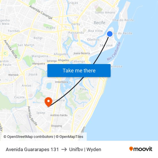 Avenida Guararapes 131 to Unifbv | Wyden map
