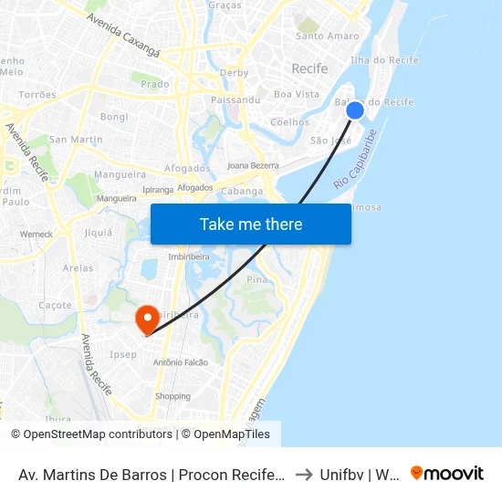 Av. Martins De Barros | Procon Recife - Parada 5 to Unifbv | Wyden map