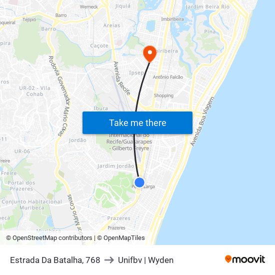 Estrada Da Batalha, 768 to Unifbv | Wyden map