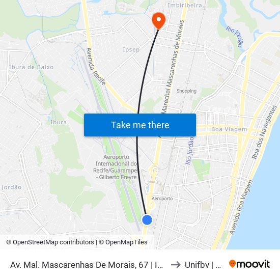 Av. Mal. Mascarenhas De Morais, 67 | Infraero Aeroportos to Unifbv | Wyden map