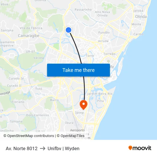 Av. Norte 8012 to Unifbv | Wyden map