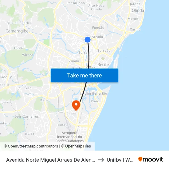 Avenida Norte Miguel Arraes De Alencar 4000 to Unifbv | Wyden map