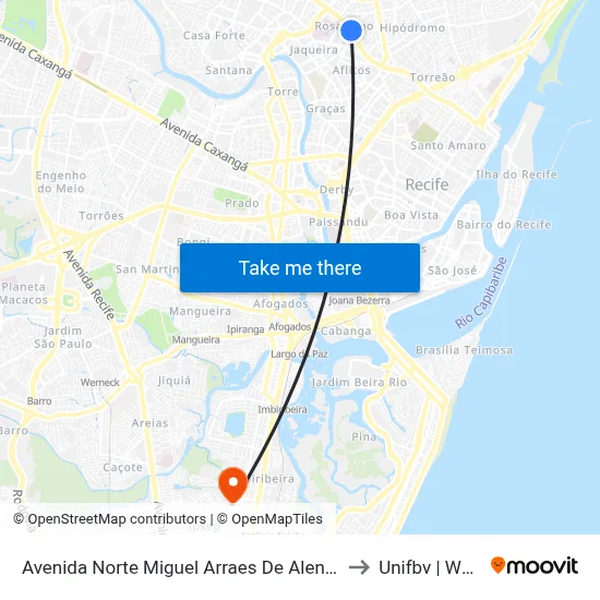 Avenida Norte Miguel Arraes De Alencar 3169 to Unifbv | Wyden map