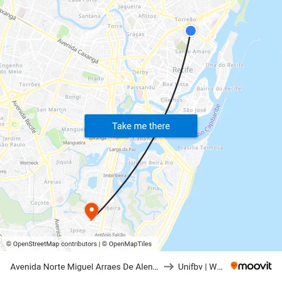 Avenida Norte Miguel Arraes De Alencar 1153 to Unifbv | Wyden map