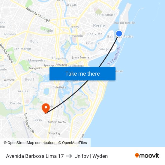 Avenida Barbosa Lima 17 to Unifbv | Wyden map