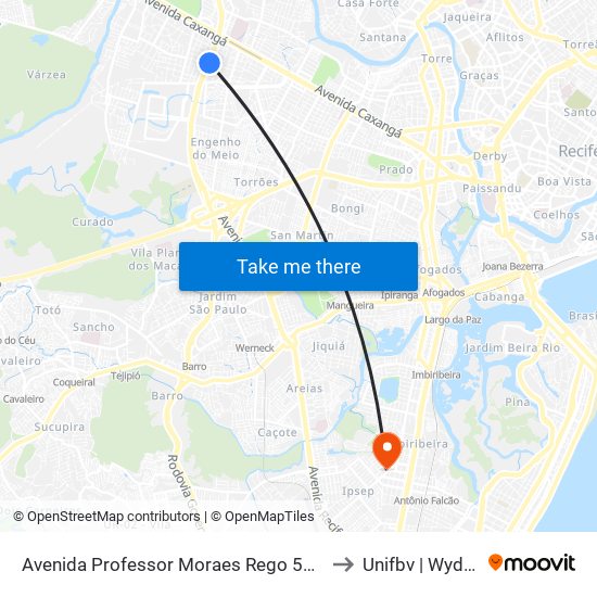 Avenida Professor Moraes Rego 571a to Unifbv | Wyden map