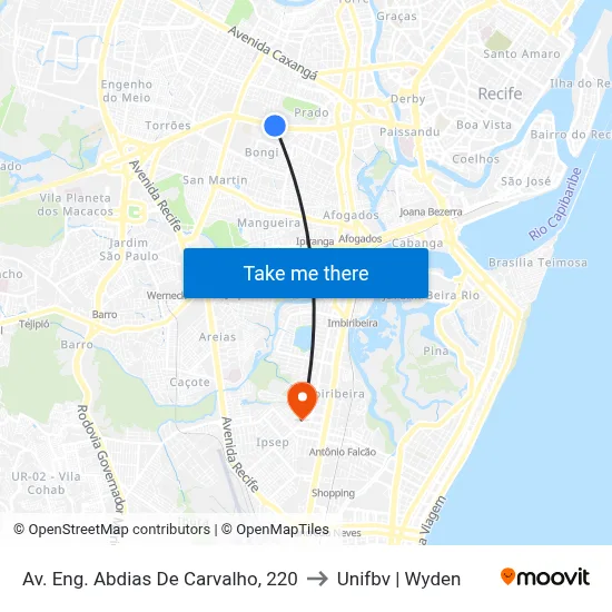 Av. Eng. Abdias De Carvalho, 220 to Unifbv | Wyden map