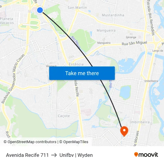 Avenida Recife 711 to Unifbv | Wyden map