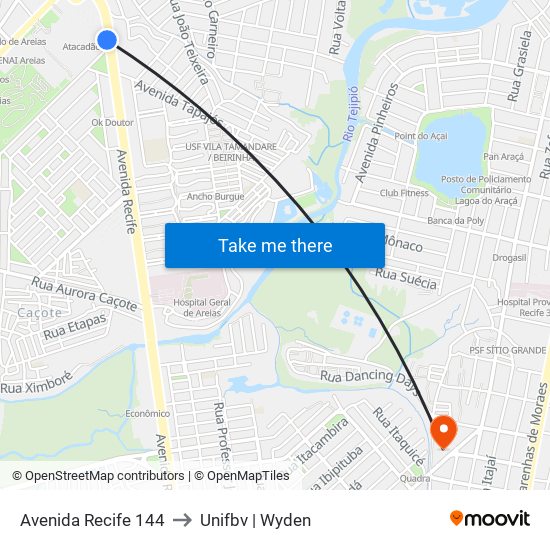 Avenida Recife 144 to Unifbv | Wyden map