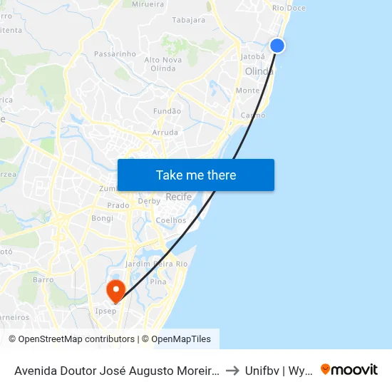 Avenida Doutor José Augusto Moreira 1117 to Unifbv | Wyden map